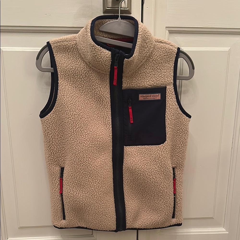 Vineyard Vines Kids' Cream Sherpa Vest
